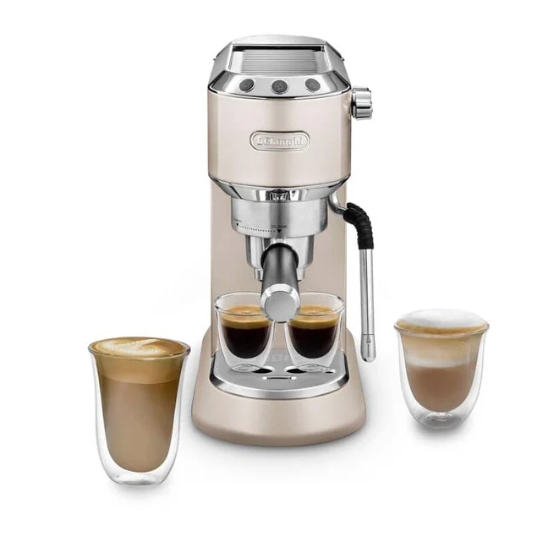 Delonghi EC885.BG Dedica Arte Manual Espresso Coffee Maker with Milk Frother Beige Gold